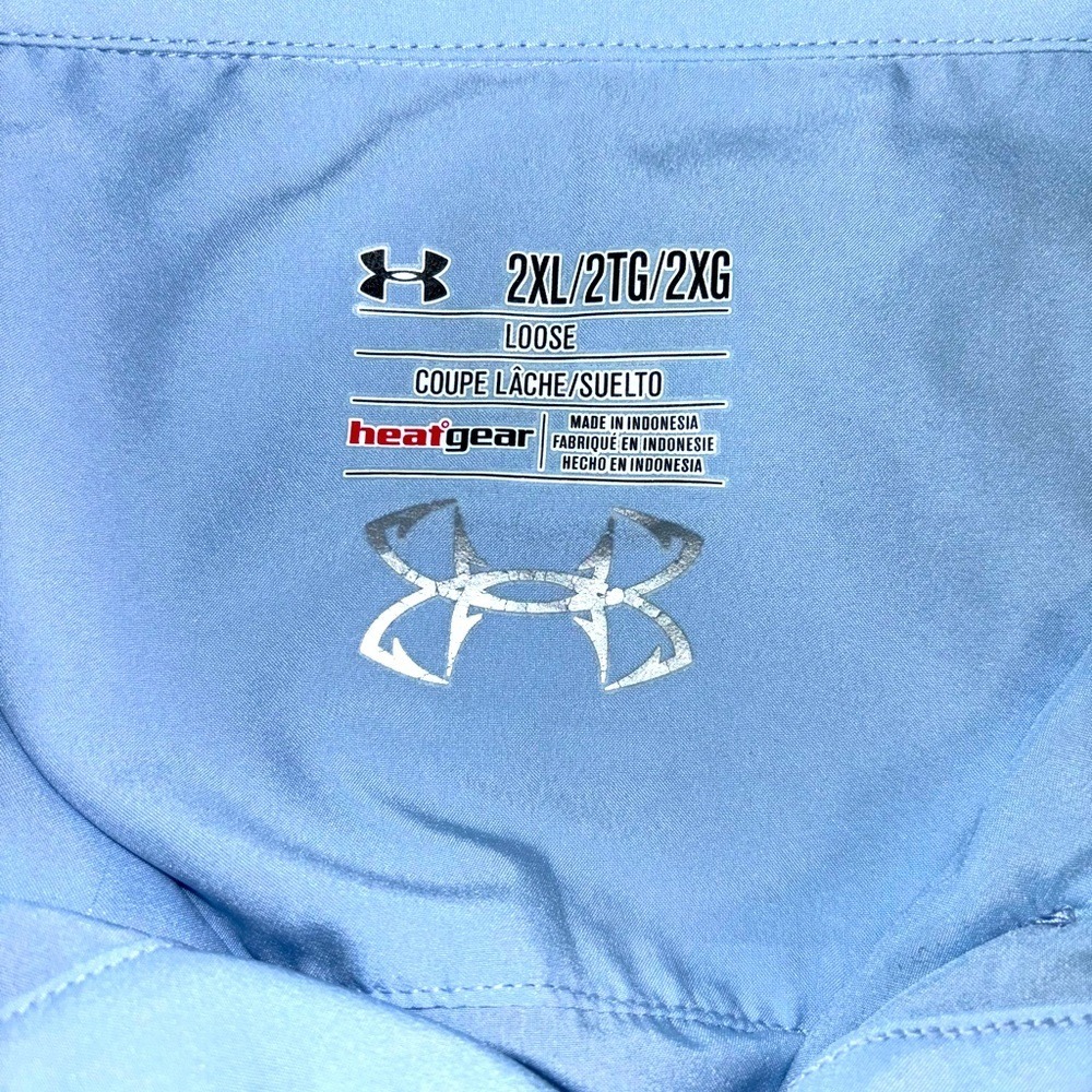 Under Armour Men's XXL Loose Shirt Lightweight Zip Chest Pocket Light Blue - Picture 7 of 9